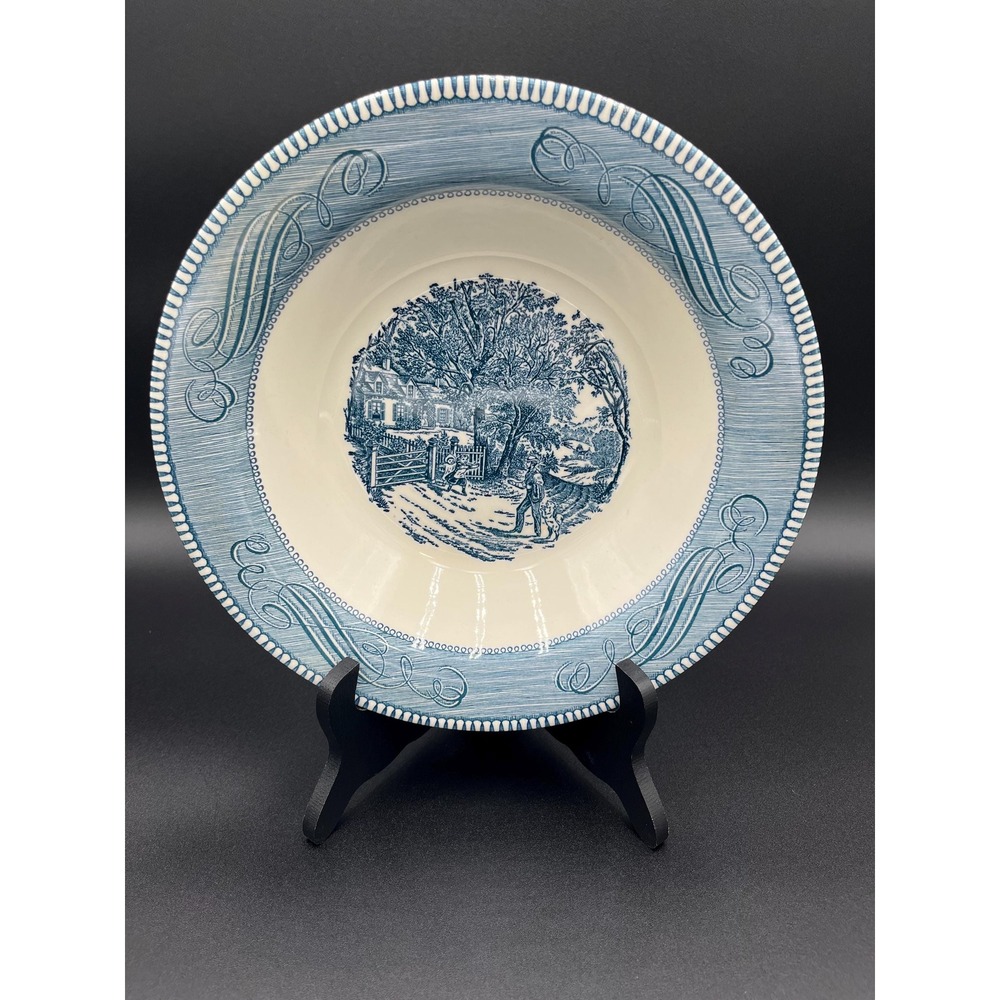 Royal Currier and Ives Serving Bowl: Home Sweet Home Blue